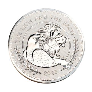 Серебряная монета £2 The Lion and the Eagle 1oz 2025 Великобритания