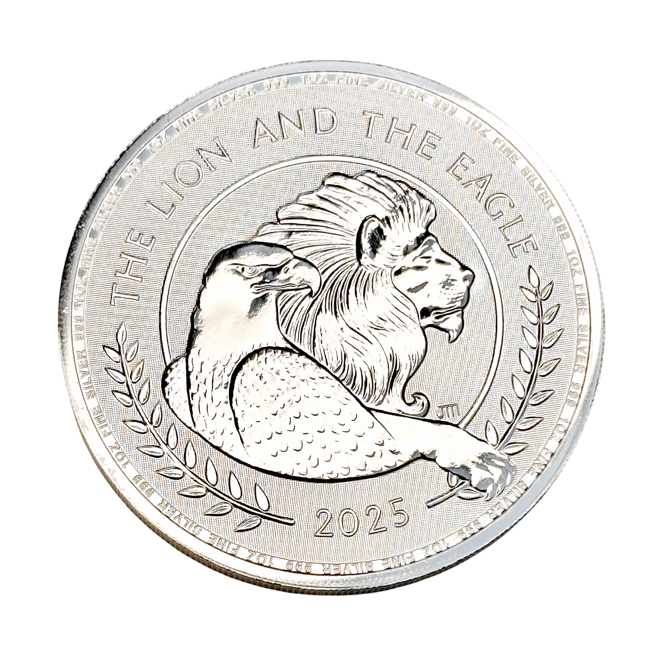 Серебряная монета £2 The Lion and the Eagle 1oz 2025 Великобритания
