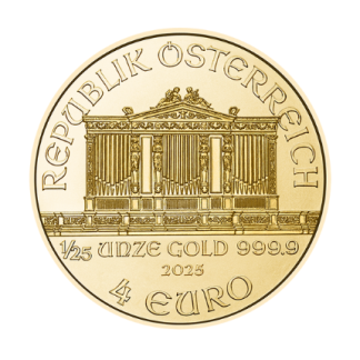 Золотая монета 4 € Vienna Philharmonic 2025 – 1/25 oz