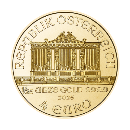 Золотая монета 4 € Vienna Philharmonic 2025 – 1/25 oz
