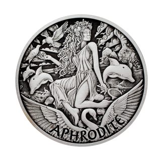Серебряная монета 1$ Aphrodite 1oz 2022 Тувалу (Antiqued Coin)
