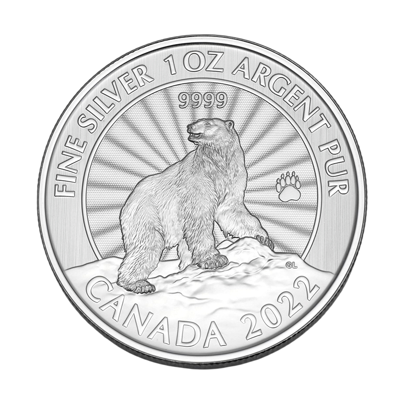 Серебряная монета 5$ The Majestic Polar Bear 1oz 2022 Канада