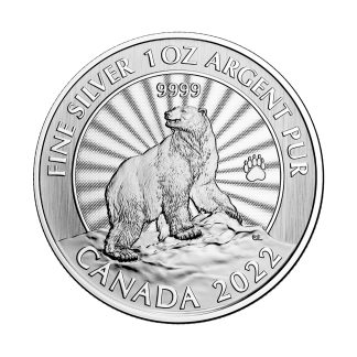 Серебряная монета 5$ The Majestic Polar Bear 1oz 2022 Канада