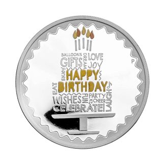 Цветная серебряная монета 1$ Happy Birthday 1oz 2022 Австралия