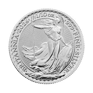 Серебряная монета 20 пенсов Britannia 1/10 унции 2026 Великобритания