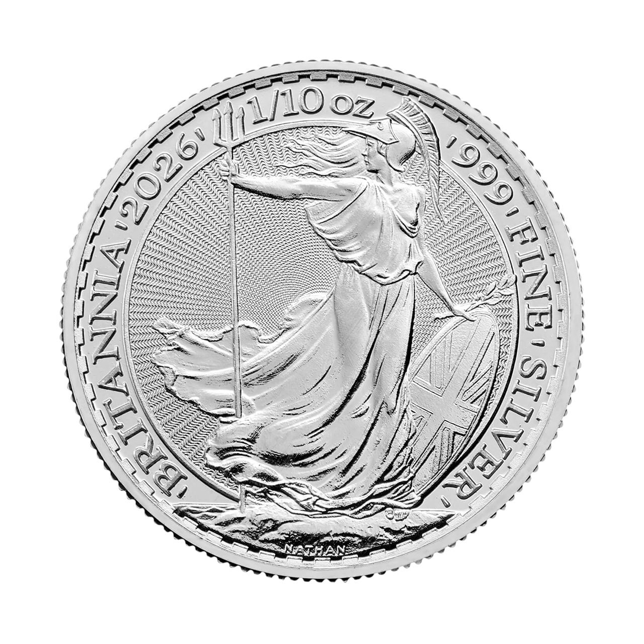 Серебряная монета 20 пенсов Britannia 1/10 унции 2026 Великобритания