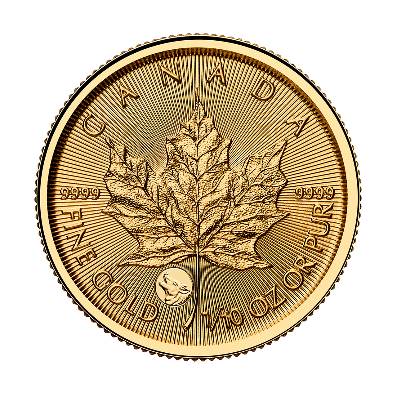 Золотая монета 5$ Кленовый лист 1/10 oz 2026 Канада
