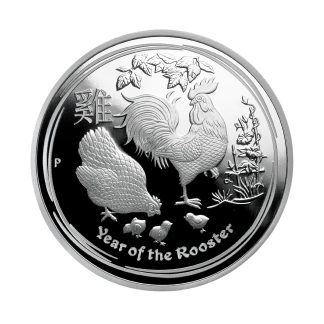 Серебряная монета 1$ Year of the Rooster 1oz 2017 Австралия