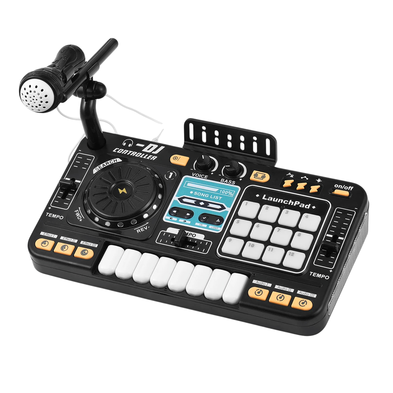 Электронный DJ Mixer Controller для детей с микрофоном Bluetooth – Черный