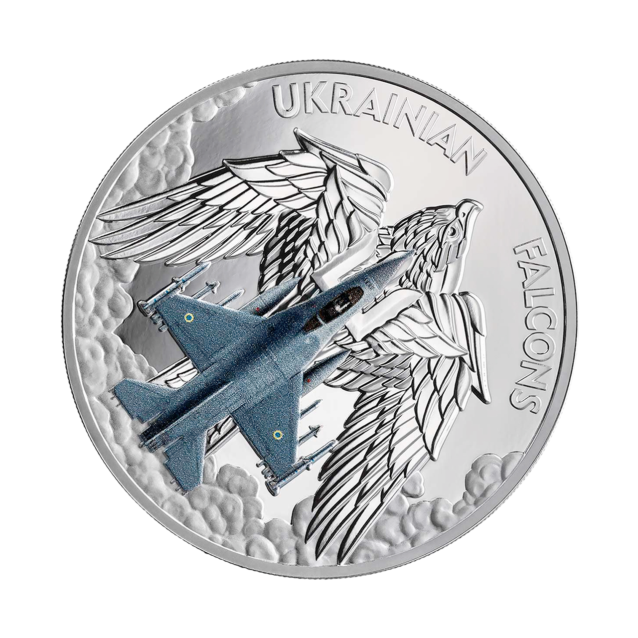 Срібна монета 5 Cedis Ukrainian Falcons 1oz 2024 Гана