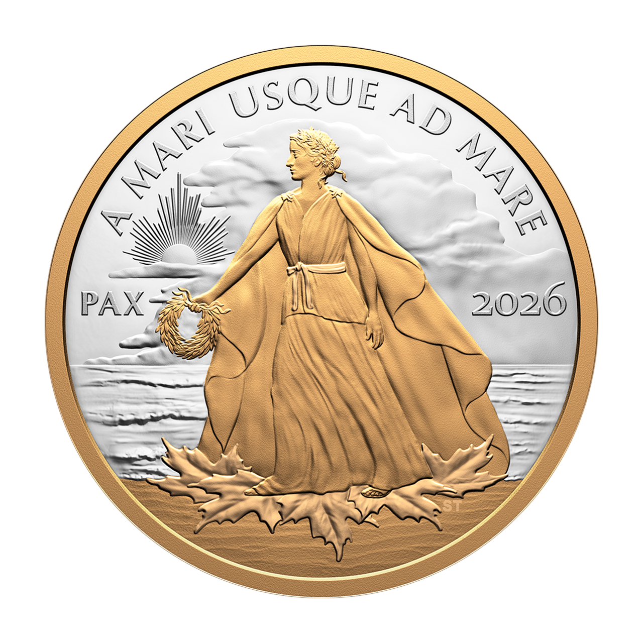 Позолочена срібна монета 1$ Peace Dollar 1oz 2026 Канада